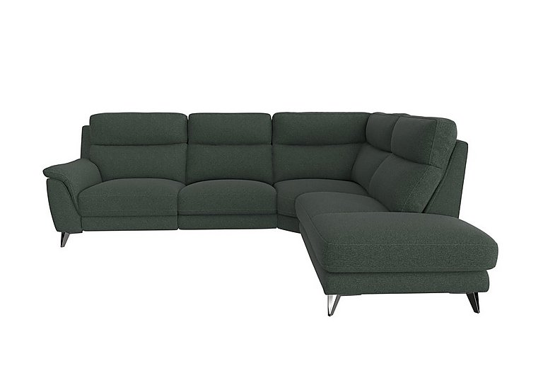 Contempo 3 Seater Right Hand Facing Chaise End Fabric Power Recliner Sofa - Moss Green