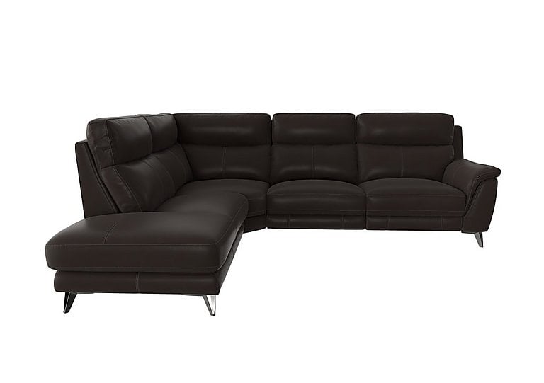 Contempo Left Hand Facing Chaise End BV Leather Sofa - Dark Chocolate