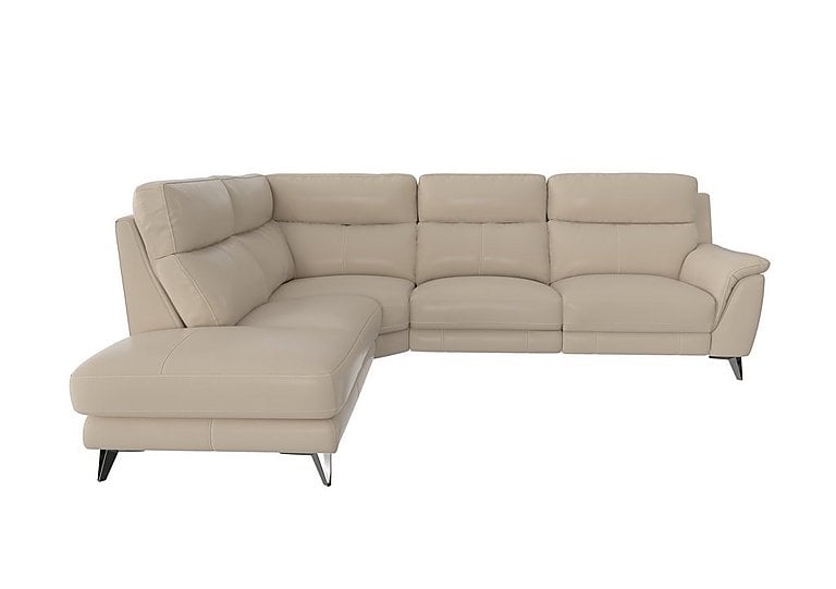 Contempo Left Hand Facing Chaise End BV Leather Sofa - Dapple Grey