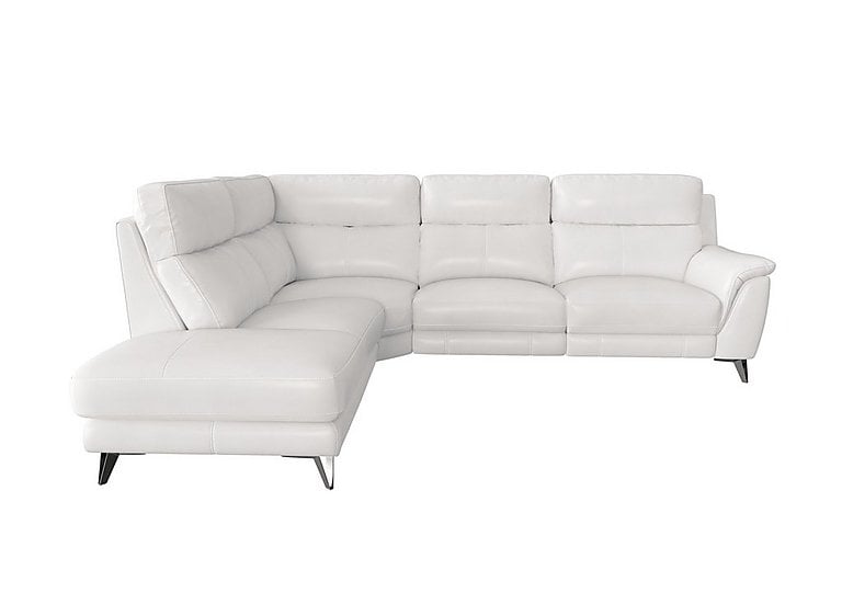 Contempo Left Hand Facing Chaise End BV Leather Sofa - BV Star White