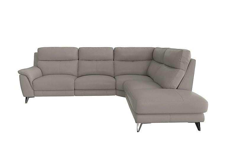 Contempo Right Hand Facing Chaise End BV Leather Sofa - Silver Grey