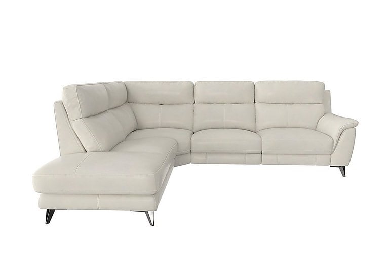 Contempo Left Hand Facing Chaise End BV Leather Sofa - Frost
