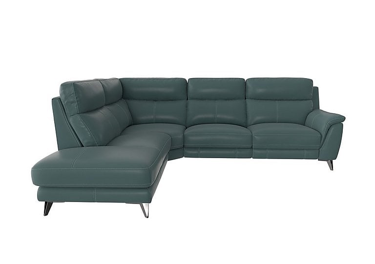 Contempo Left Hand Facing Chaise End NC Leather Sofa - NC Lake Green