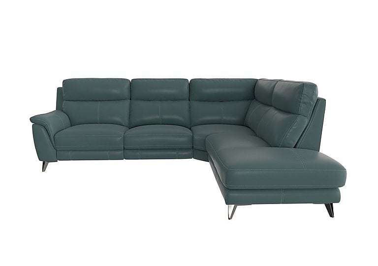 Contempo Right Hand Facing Chaise End NC Leather Power Recliner Sofa - NC Lake Green
