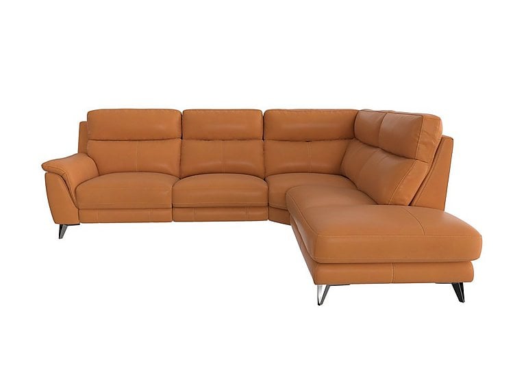 Contempo Right Hand Facing Chaise End NC Leather Sofa - NC Honey Yellow