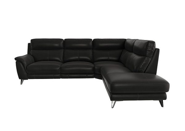 Contempo Right Hand Facing Chaise End NC Leather Sofa  Black | Bed Sava