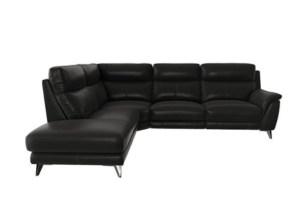 Contempo Left Hand Facing Chaise End NC Leather Power Recliner Sofa  Black | Bed Sava