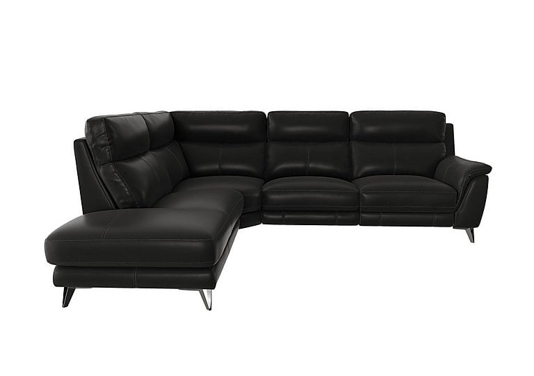 Contempo Left Hand Facing Chaise End NC Leather Power Recliner Sofa - Black
