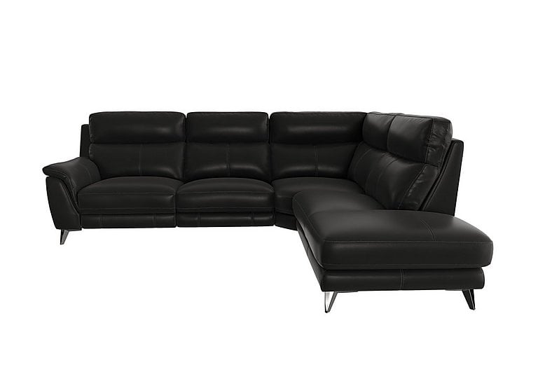 Contempo Right Hand Facing Chaise End NC Leather Power Recliner Sofa - Black