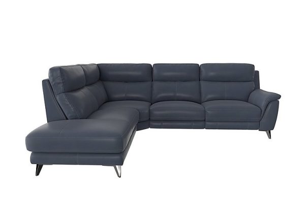 Contempo Left Hand Facing Chaise End NC Leather Power Recliner Sofa  NC Ocean Blue | Bed Sava