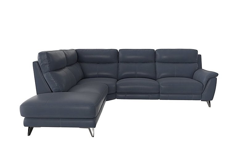 Contempo Left Hand Facing Chaise End NC Leather Power Recliner Sofa - NC Ocean Blue