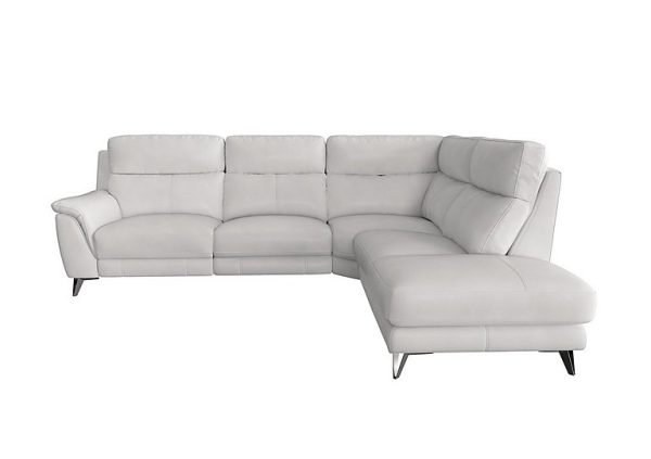 Contempo Right Hand Facing Chaise End NC Leather Sofa  NC Star White | Bed Sava