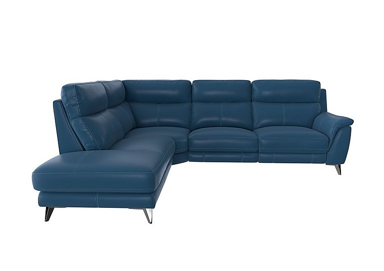 Contempo Left Hand Facing Chaise End NC Leather Power Recliner Sofa - Carribean Sea