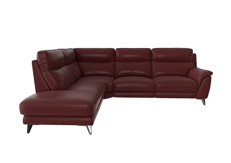 Contempo Left Hand Facing Chaise End NC Leather Power Recliner Sofa - NC Deep Red