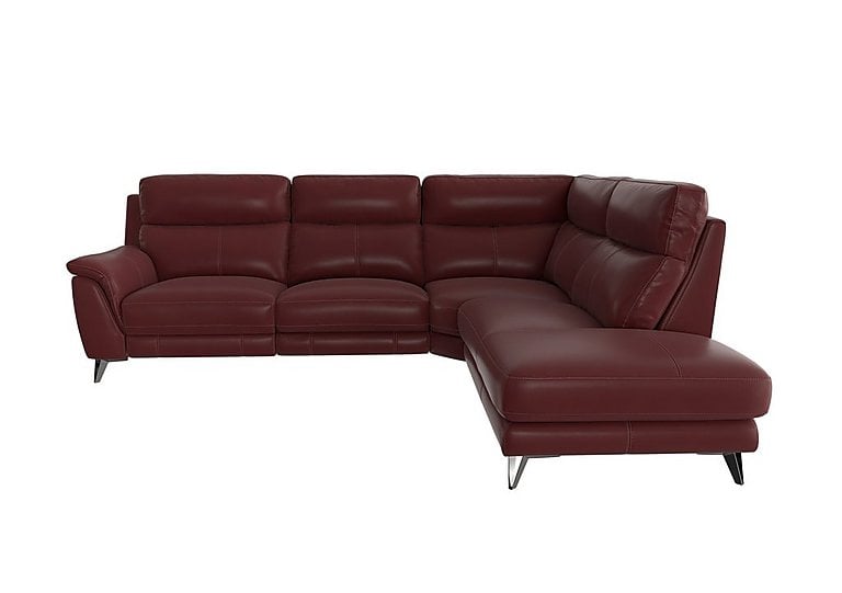 Contempo Right Hand Facing Chaise End NC Leather Power Recliner Sofa - NC Deep Red