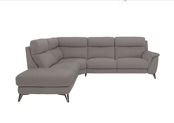 Contempo Left Hand Facing Chaise End NC Leather Power Recliner Sofa  Sleet | Bed Sava