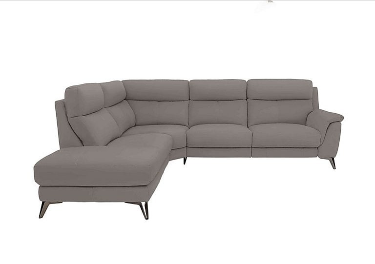 Contempo Left Hand Facing Chaise End NC Leather Power Recliner Sofa - Sleet