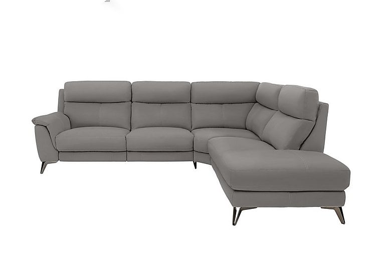 Contempo Right Hand Facing Chaise End NC Leather Power Recliner Sofa - Sleet