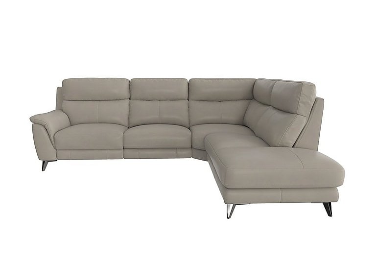 Contempo Right Hand Facing Chaise End NC Leather Power Recliner Sofa - Feather