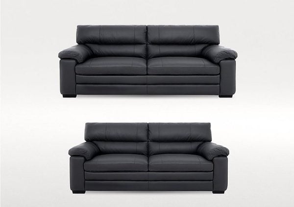 Cozee 3 Seater Leather Sofa and 2 Seater Leather Sofa Set  Shale Grey | Bed Sava