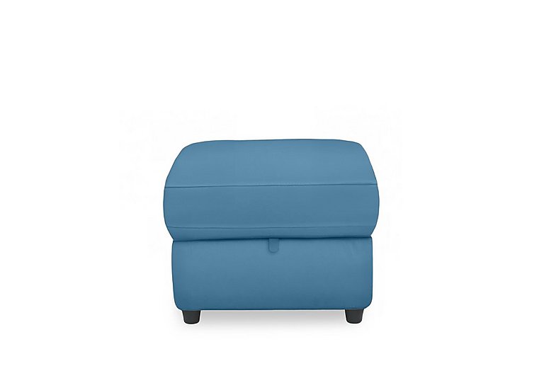Dublin Leather Storage Footstool  Blu | Bed Sava