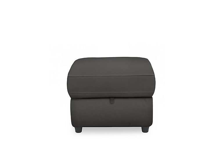 Dublin Leather Storage Footstool  Grey | Bed Sava