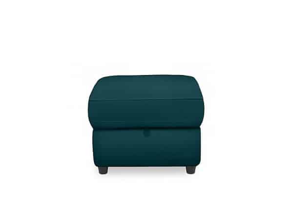 Dublin Leather Storage Footstool  Midnight Jade | Bed Sava