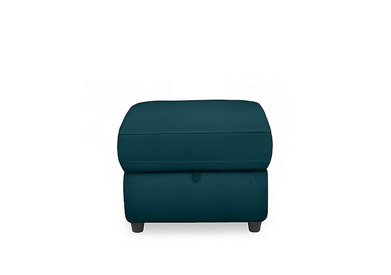 Dublin Leather Storage Footstool  Midnight Jade | Bed Sava