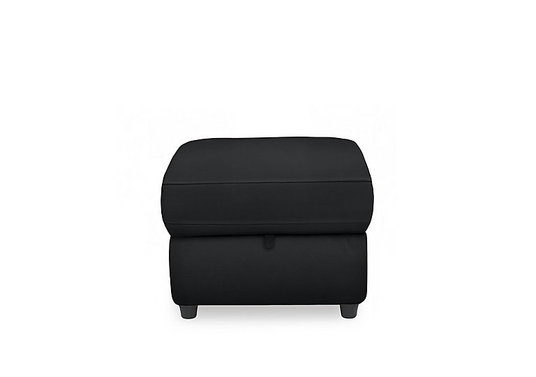 Dublin Leather Storage Footstool  Natural Black Mica | Bed Sava