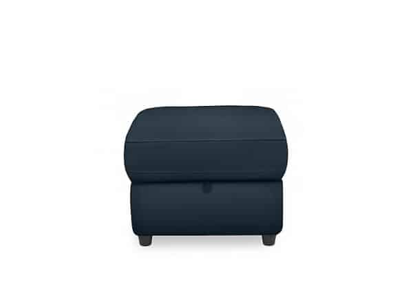 Dublin Leather Storage Footstool  Natural Milled Navy | Bed Sava