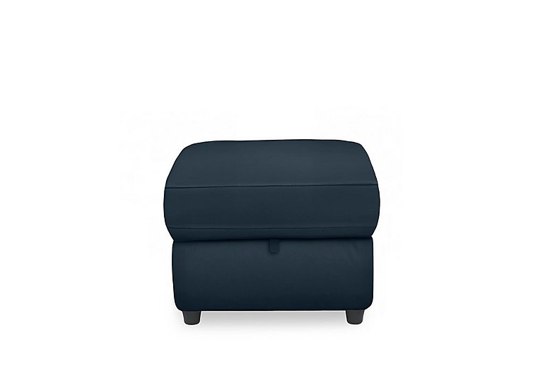 Dublin Leather Storage Footstool  Natural Milled Navy | Bed Sava