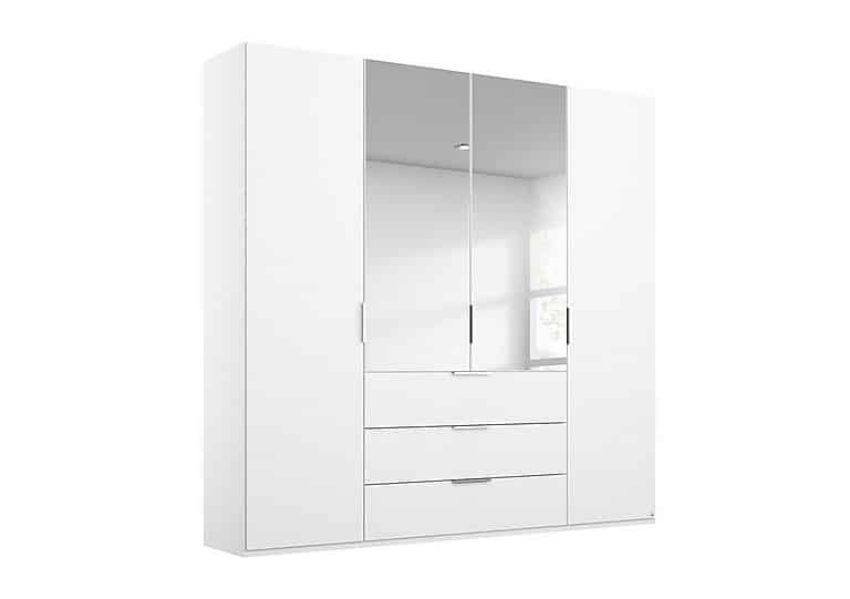 Rauch - Formes Decor 4 Door Combi Hinged Wardrobe with 2 Mirrors and Drawers - White