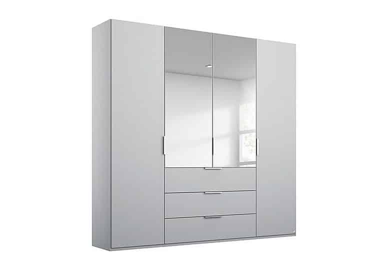 Rauch - Formes Decor 4 Door Combi Hinged Wardrobe with 2 Mirrors and Drawers - Silk Grey