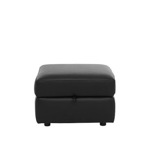Comfort Story  Leather Storage Footstool  Black | Bed Sava