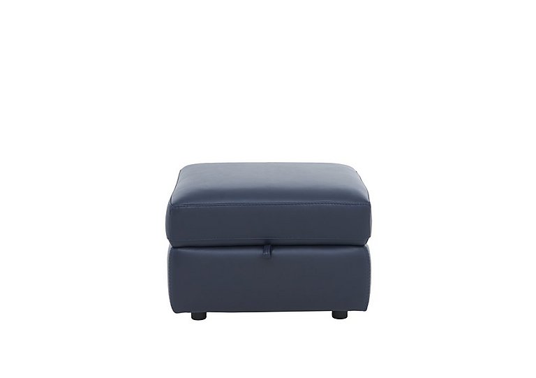 Comfort Story - Leather Storage Footstool - Navy