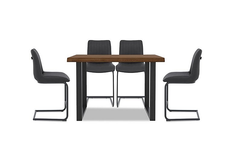 Bodahl - Compact Terra Raw Edge Table with U-Shaped Legs and 4 Grey Bar Stools - 160-cm - Desert