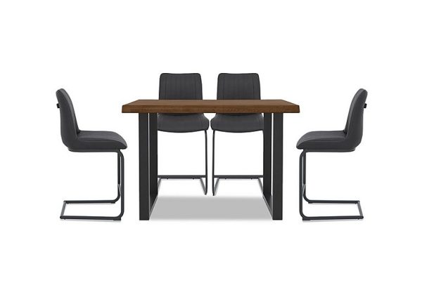 Bodahl  Compact Terra Raw Edge Table with U Shaped Legs and 4 Grey Bar Stools  140 cm  Desert | Bed Sava