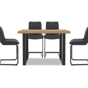 Bodahl  Compact Terra Raw Edge Table with U Shaped Legs and 4 Grey Bar Stools  160 cm  Bianca | Bed Sava