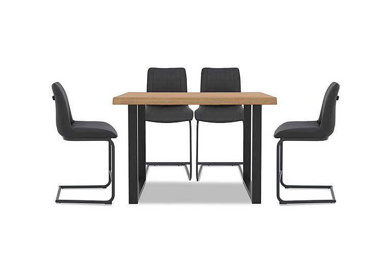Bodahl - Compact Terra Raw Edge Table with U-Shaped Legs and 4 Grey Bar Stools - 160-cm - Bianca