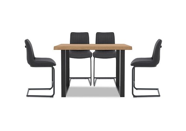 Bodahl  Compact Terra Raw Edge Table with U Shaped Legs and 4 Grey Bar Stools  140 cm  Bianca | Bed Sava