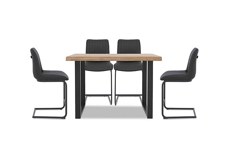 Bodahl - Compact Terra Raw Edge Table with U-Shaped Legs and 4 Grey Bar Stools - 160-cm - Oiled