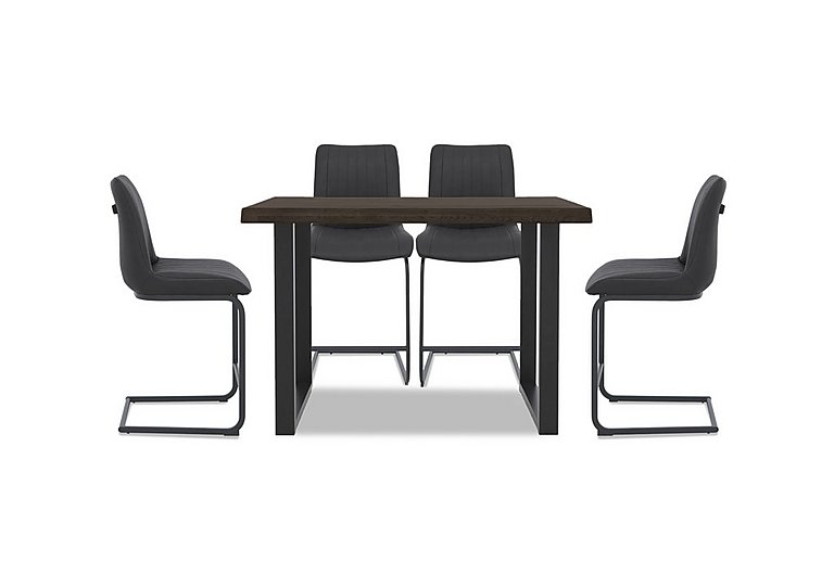 Bodahl - Compact Terra Raw Edge Table with U-Shaped Legs and 4 Grey Bar Stools - 140-cm - Smoked
