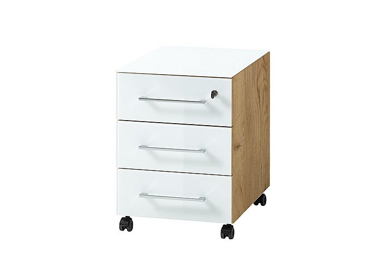 Alexi Rolling Pedestal Unit - Oak & White