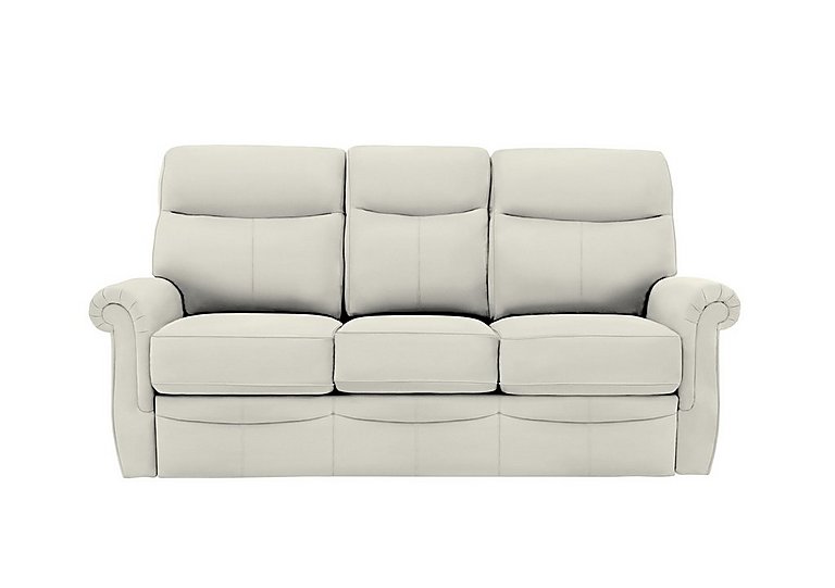 G Plan  Avon 3 Seater Leather Sofa  No Recliner  Oxford Light Grey | Bed Sava