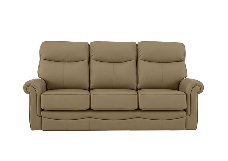 G Plan  Avon 3 Seater Leather Sofa  No Recliner  Capri Mushroom | Bed Sava