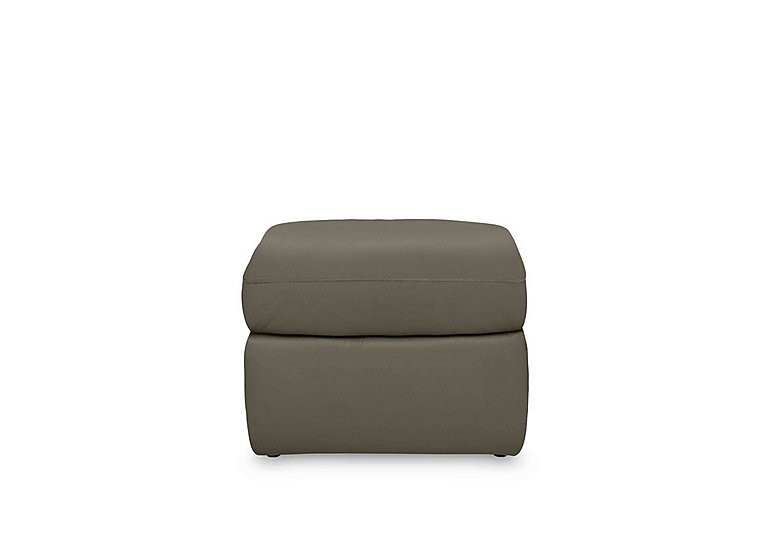 Cinemax Leather Storage Footstool - Natural Olive