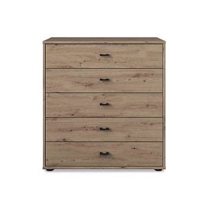 Wiemann  Dallas 80cm 5 Drawer Chest  Bianco Oak | Bed Sava
