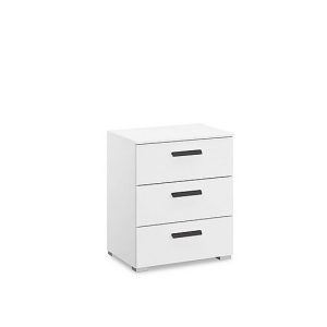 Rauch  Dante 3 Drawer Décor Bedside Cabinet  Alpine White | Bed Sava