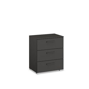 Rauch  Dante 3 Drawer Décor Bedside Cabinet  Graphite | Bed Sava