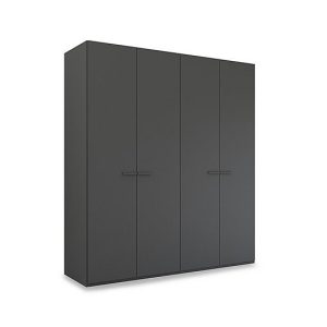 Rauch  Dante 201cm 4 Door Hinged Décor Wardrobe  Graphite | Bed Sava